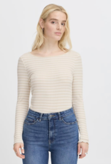 ICHI Ichi-Ihcella Oatmeal stripe tee SS25