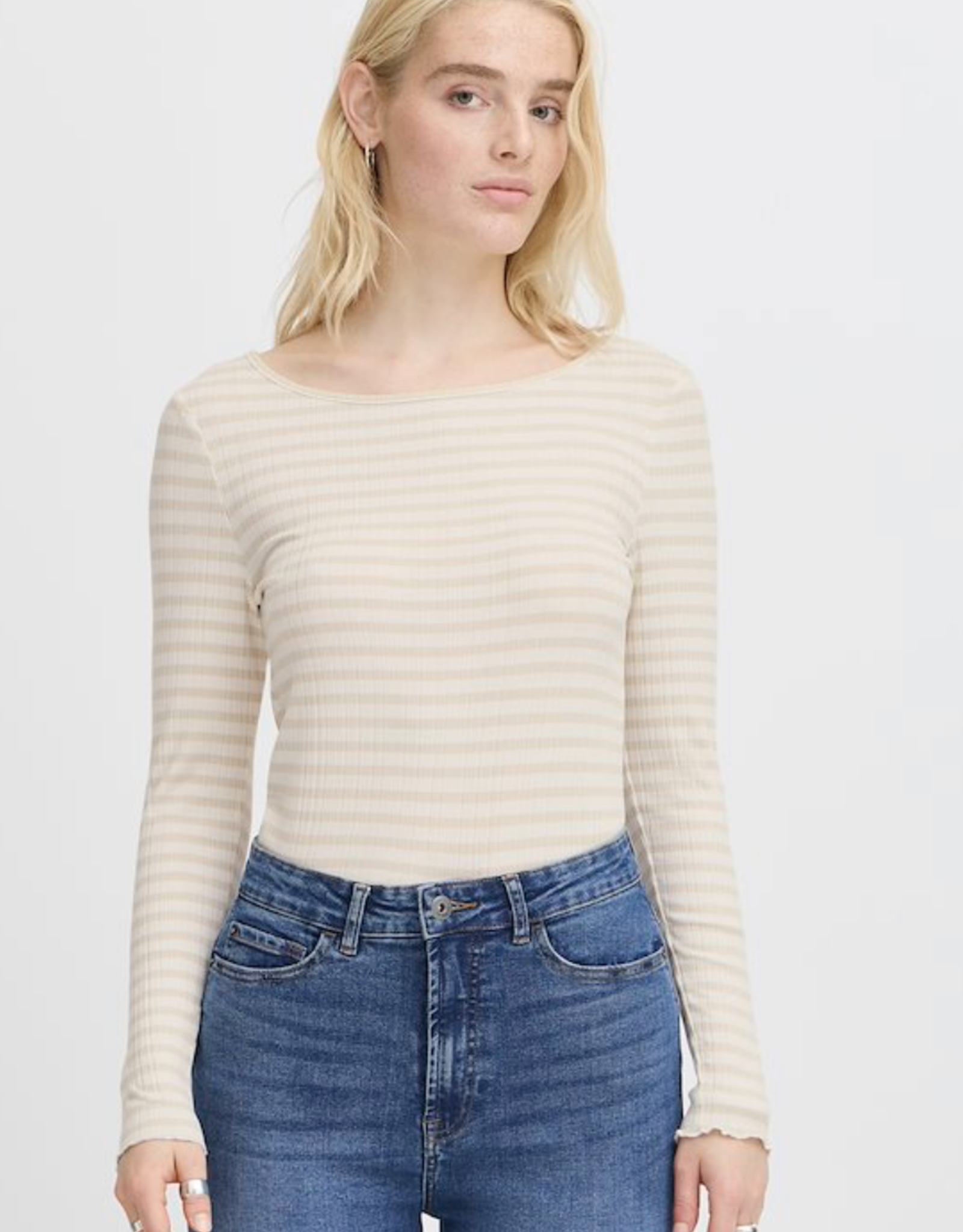 ICHI Ichi-Ihcella Oatmeal stripe tee SS25