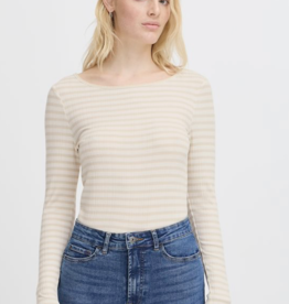 ICHI Ichi-Ihcella Oatmeal stripe tee SS25