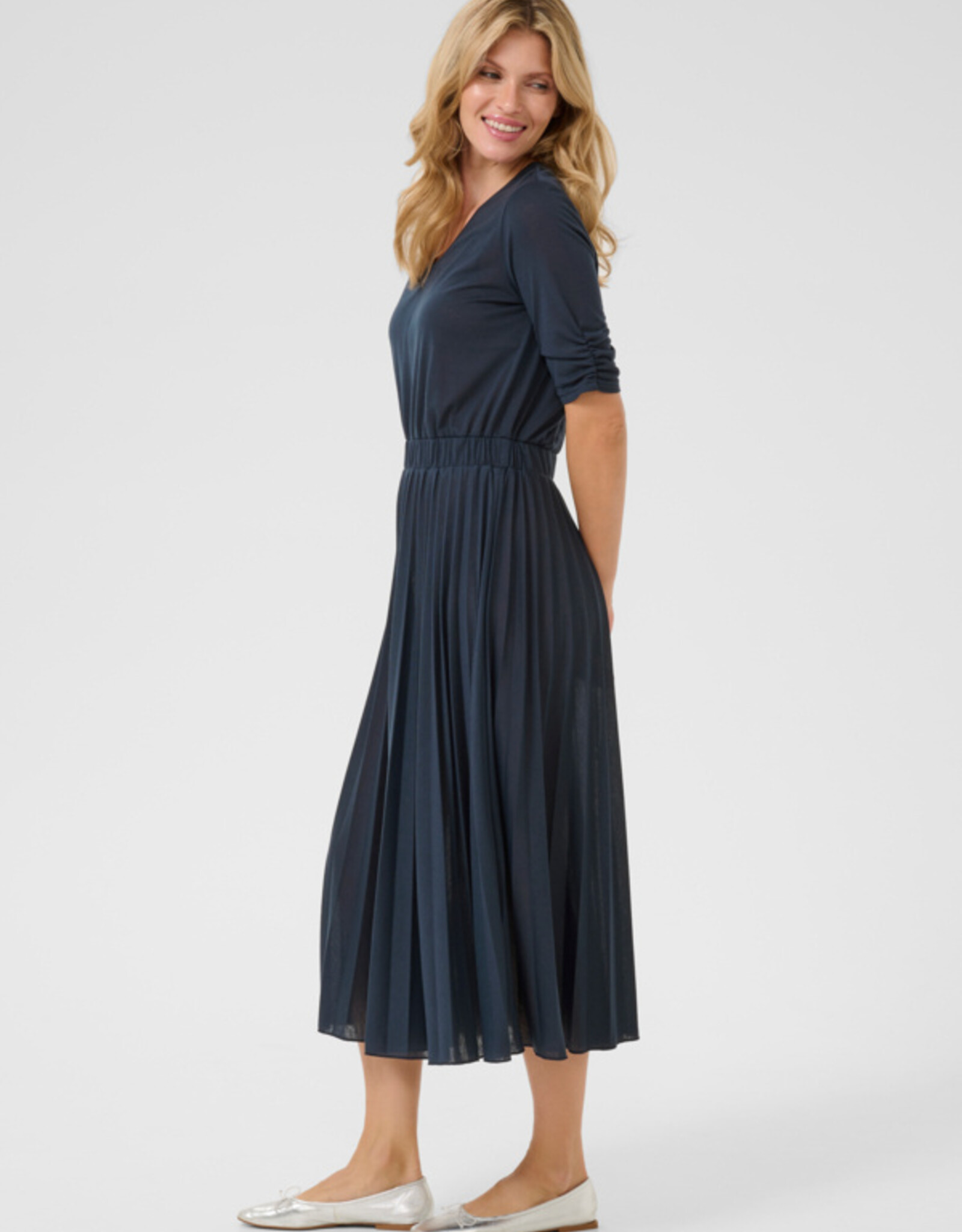 Cream Cream-Crfolo pleat robe SS25