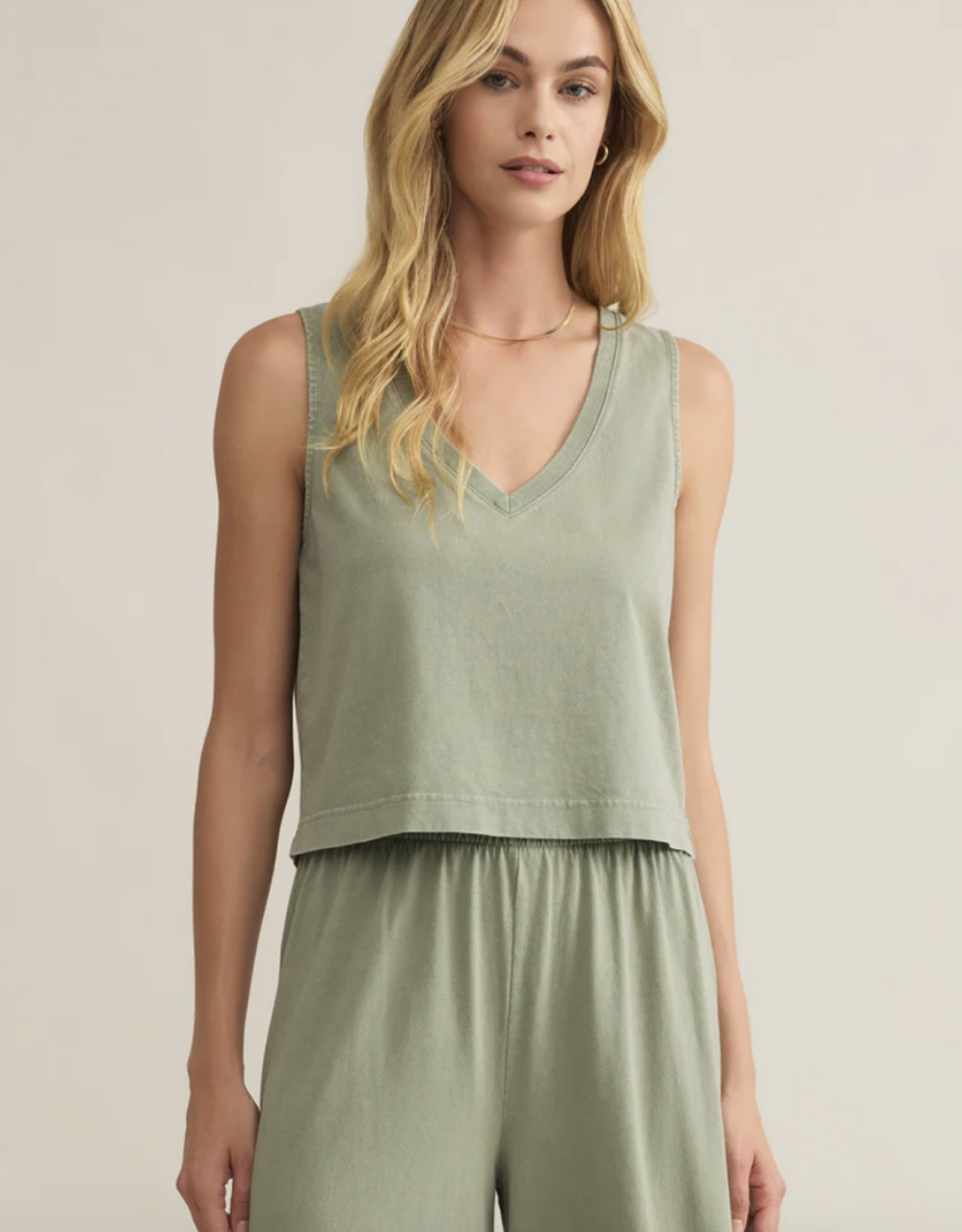 Z Supply Z Supply- Zt242656 Sloane V-neck top (avocado) SS25