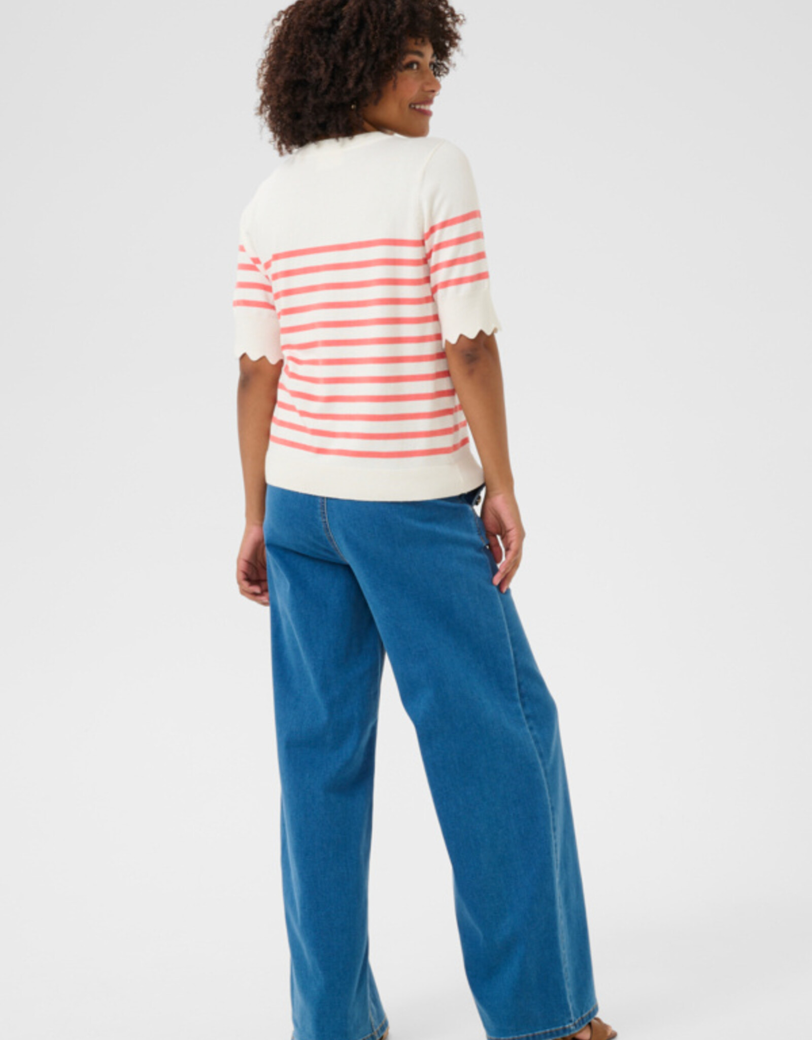 Cream Cream- Crvillea striped knit blouse eggnog SS25