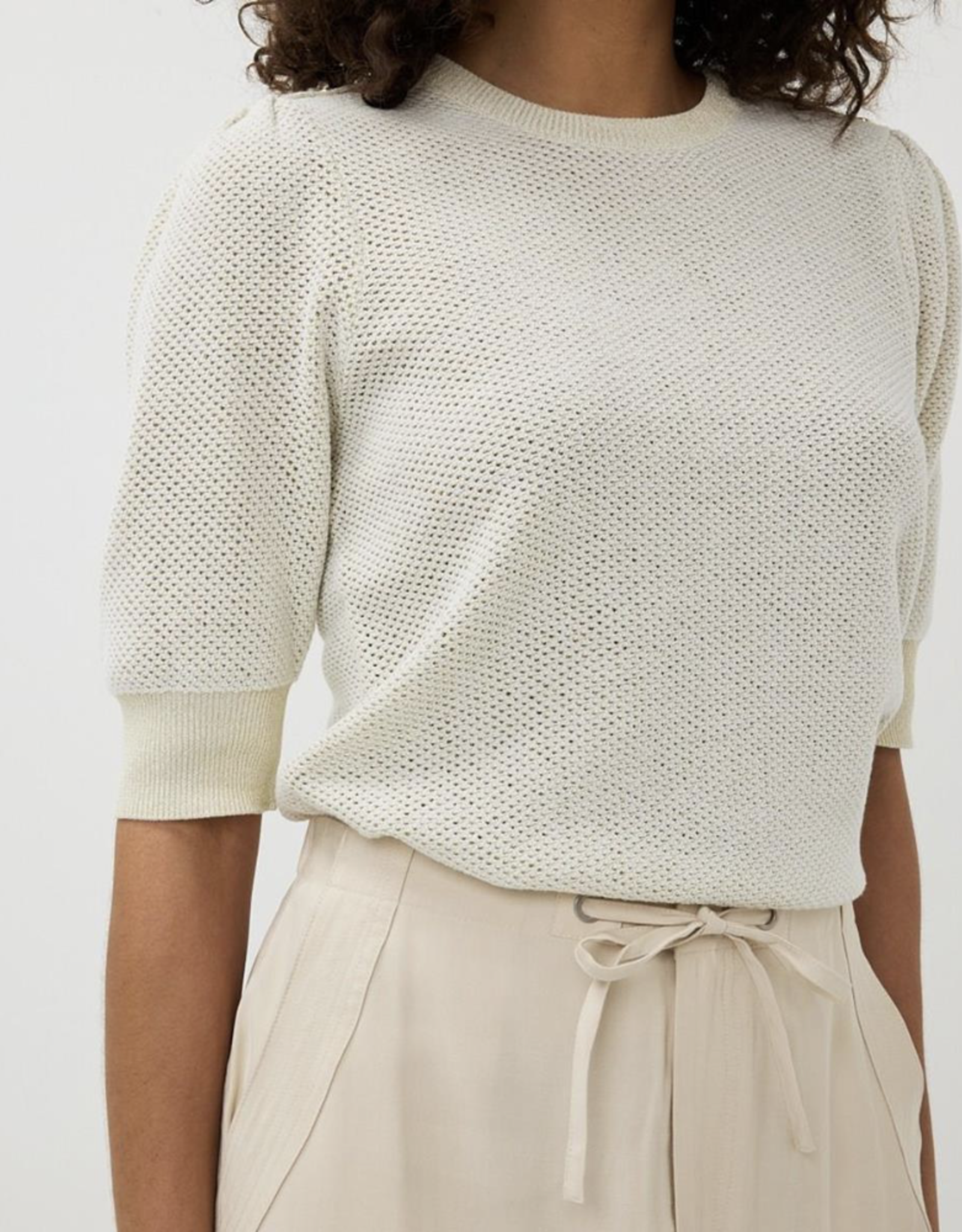 Esqualo Esqualo- Sp2527002 Sweater  short sleeve gathering SS25