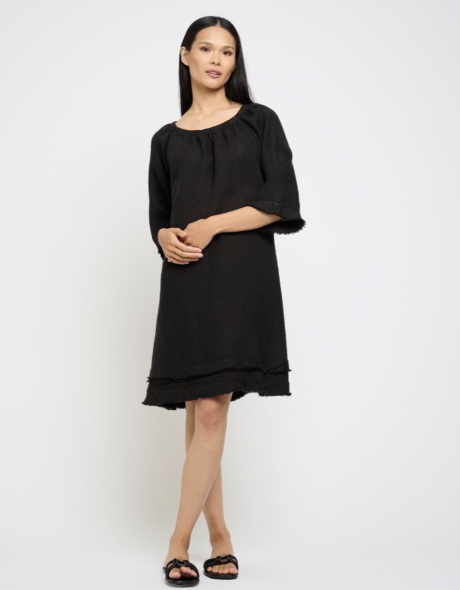 Pistache Pistache-T-4795  Layered Fringe Linen Robe SS25