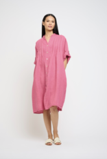 Pistache Pistache-T-4807 Linen Blouse robe avec plis SS25