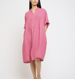 Pistache Pistache-T-4807 Linen Blouse robe avec plis SS25