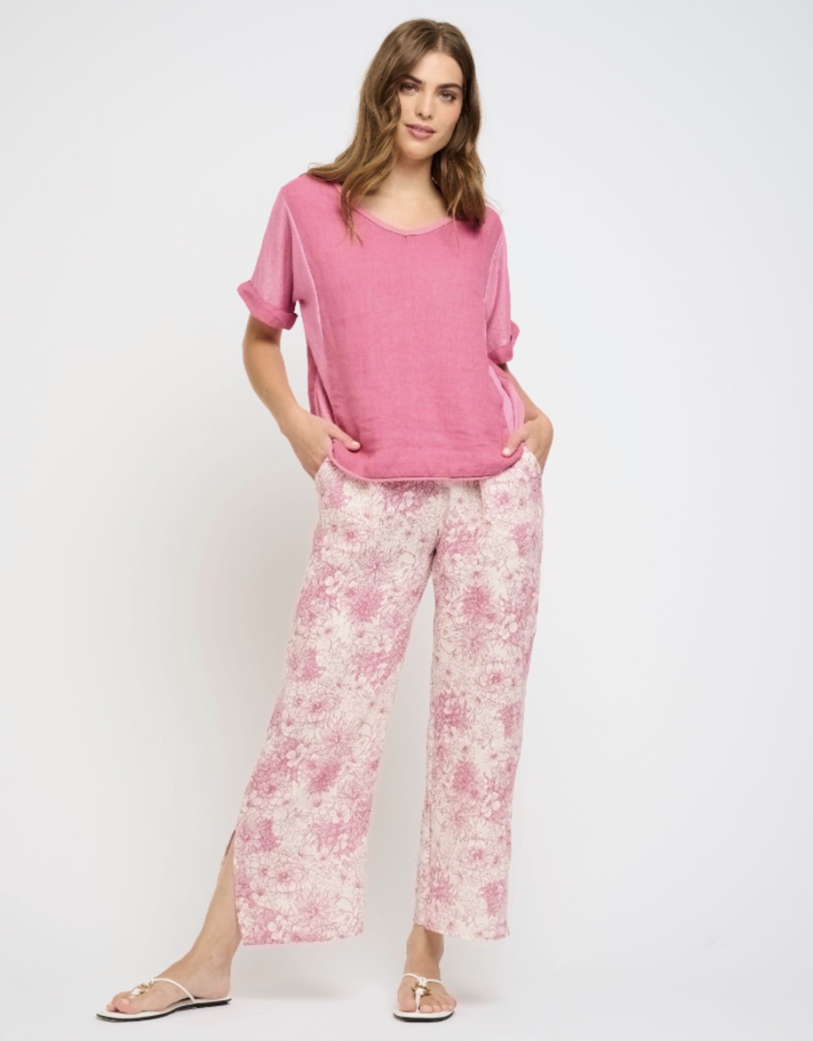Pistache Pistache-D-21691-P - Split Leg  Pantalon lin SS25