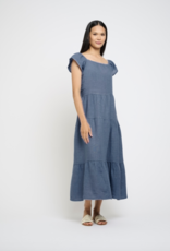 Pistache Pistache-T-4522 - Cap Sleeve Panelled Linen Dress SS25