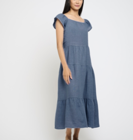 Pistache Pistache-T-4522 - Cap Sleeve Panelled Linen Dress SS25