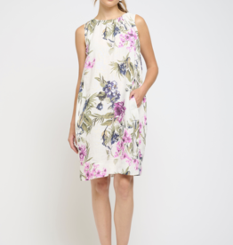 Pistache Pistache-T-3572-AF -Sleeveless Linen Gathered Dress SS25