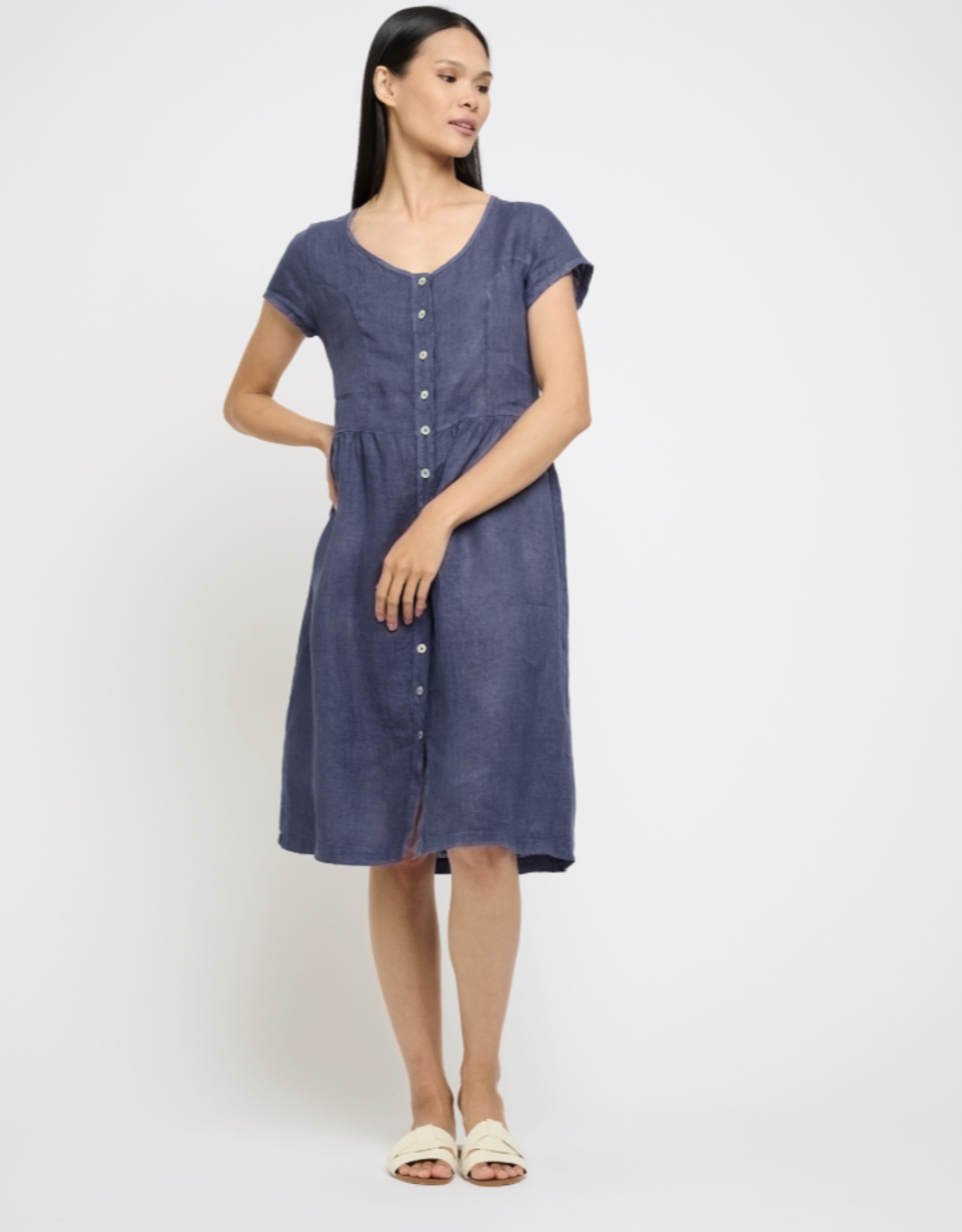 Pistache Pistache-R-0297 Short Sleeve Linen Dress SS25