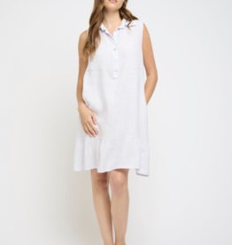 Pistache Pistache-T-4747 Sleeveless Linen Flared Shirt Dress SS25