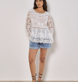 Apricot Apricot- 945104 Embroidered Mesh Oversized peplum top SS25
