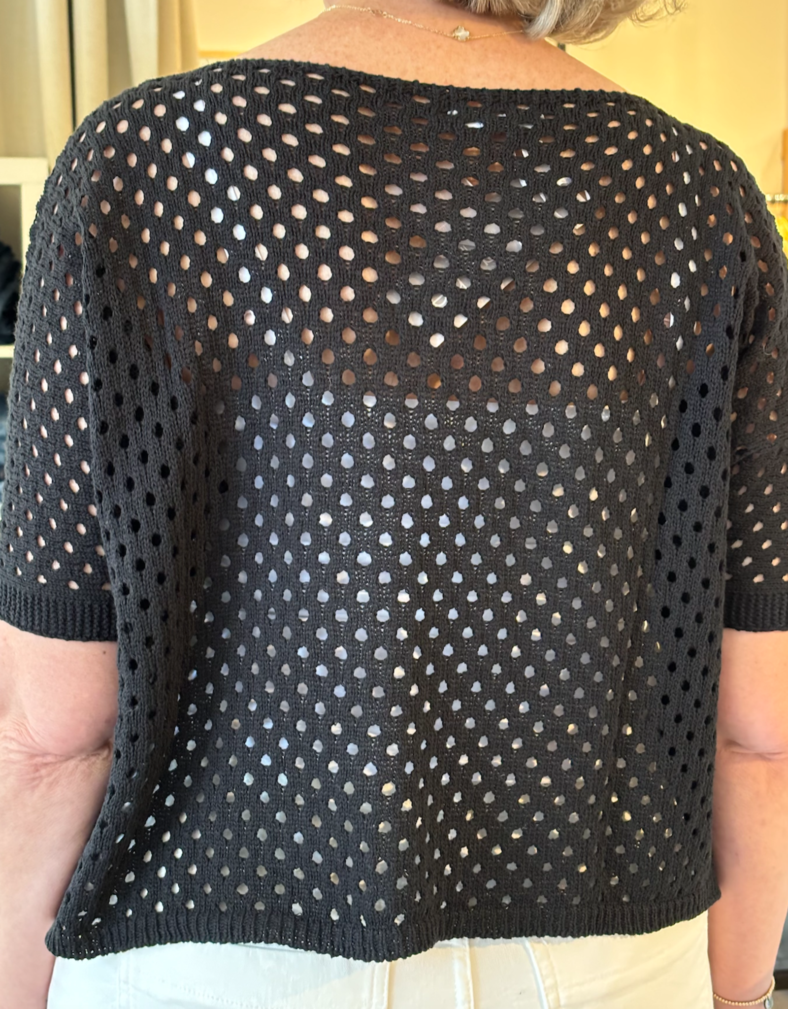 Pistache Pistache-M-8085  Mesh daisy sweater SS25