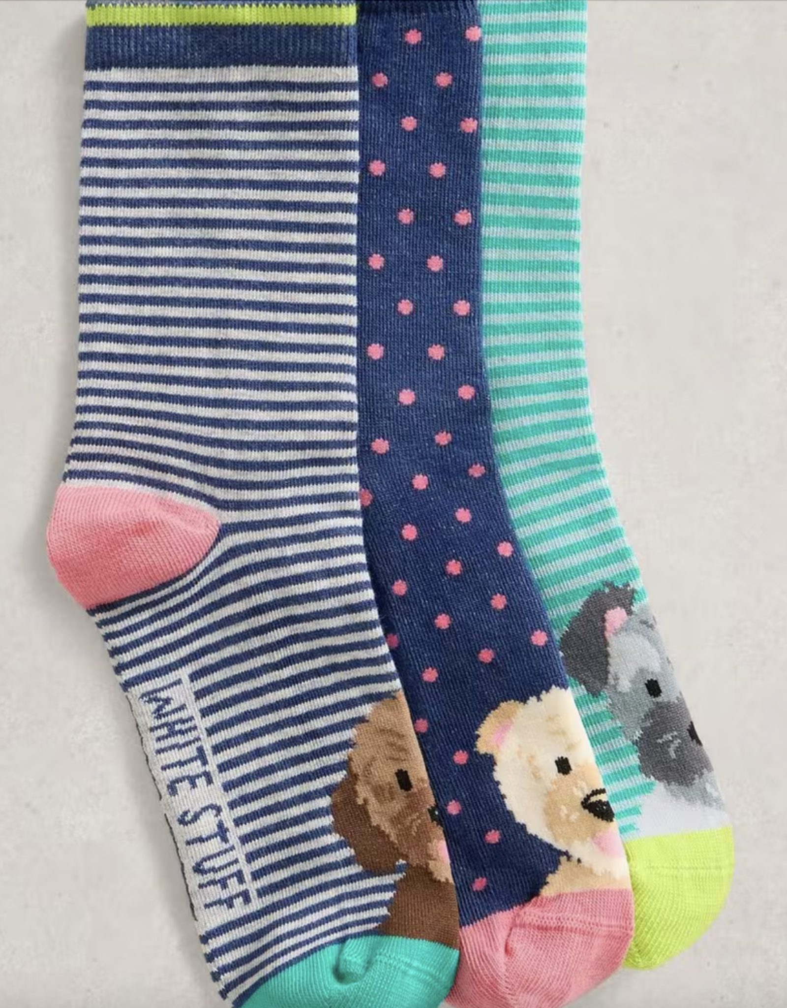 White Stuff White Stuff- 444141 3Pk Dog Pals ankle socks FW25