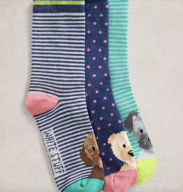 White Stuff White Stuff- 444141 3Pk Dog Pals ankle socks FW25
