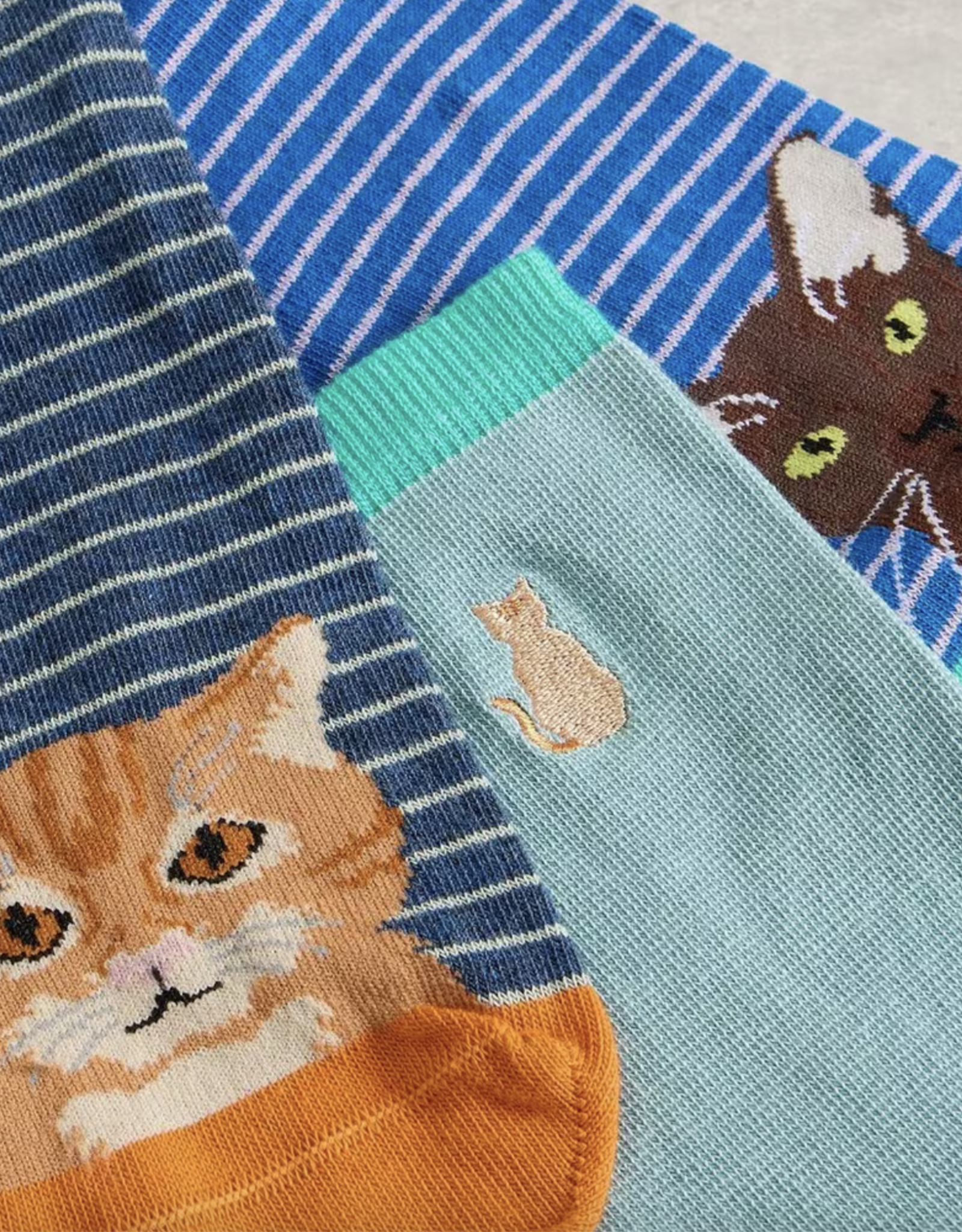 White Stuff White Stuff- 444142 3 Pk Cat Pals Ankle Socks FW25