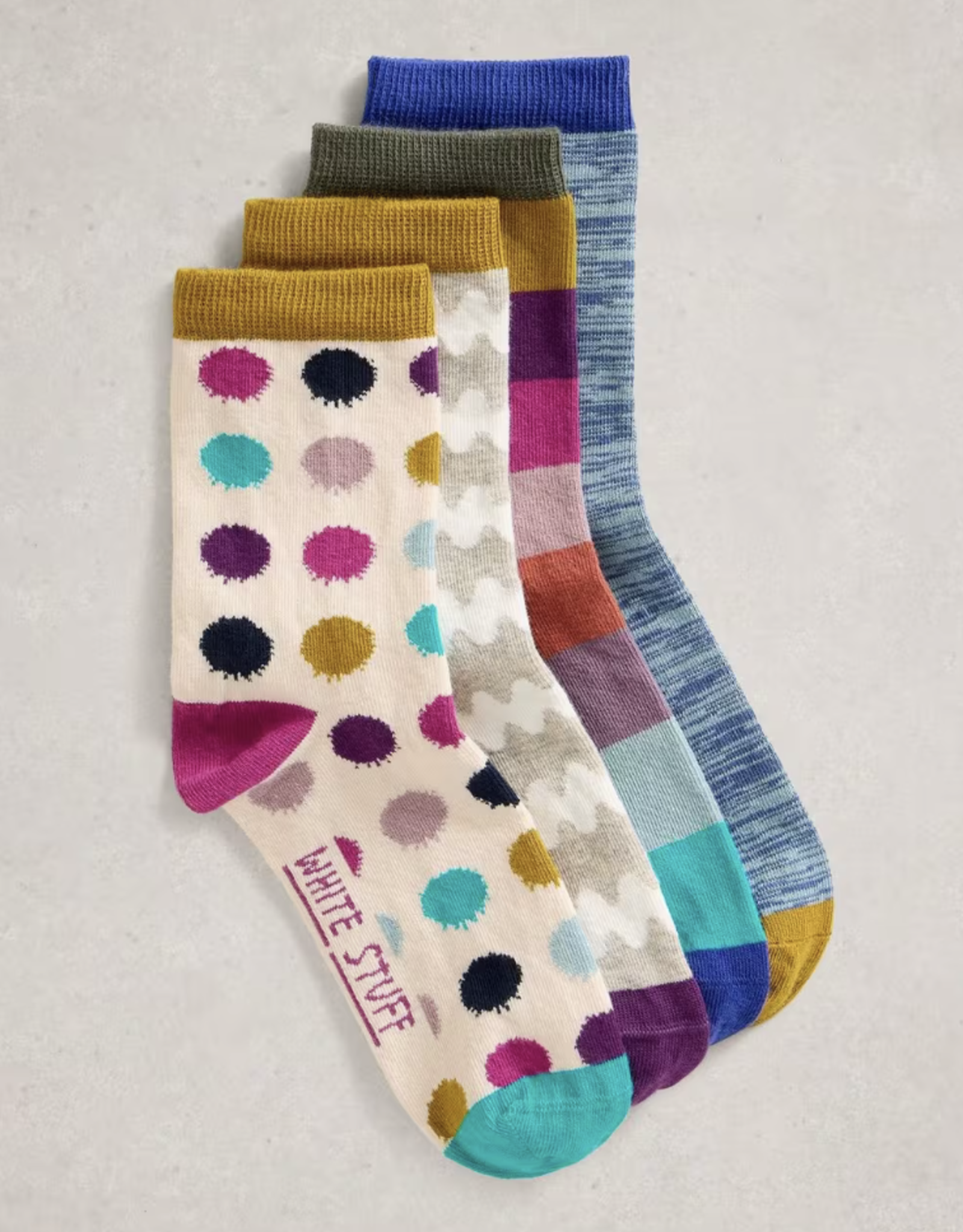 White Stuff White Stuff- 444101 4PK Hatch Ankles Socks FW25