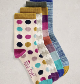 White Stuff White Stuff- 444101 4PK Hatch Ankles Socks FW25