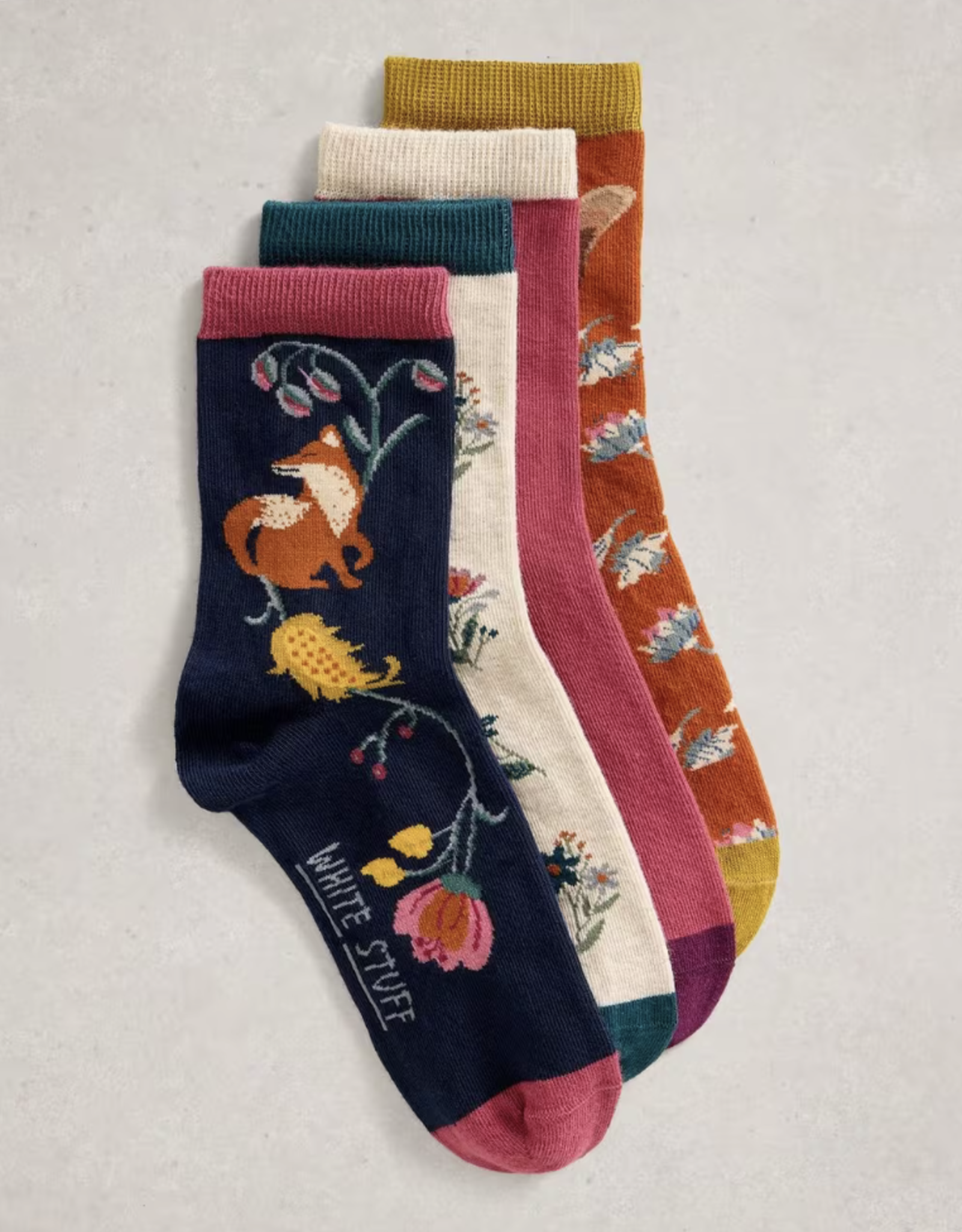 White Stuff White Stuff- 444104 4PK Woodland bas chevilles FW25