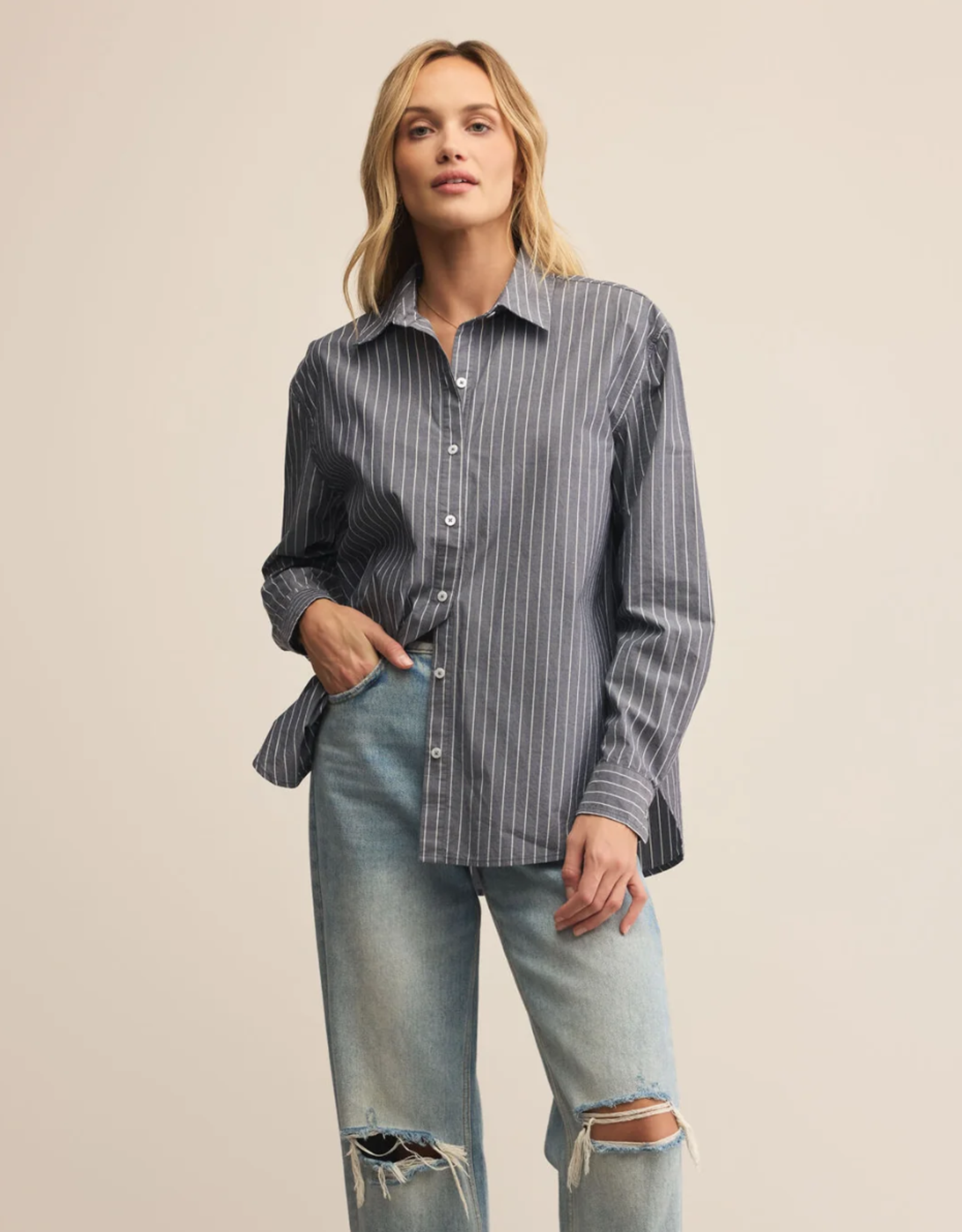 Z Supply Z Supply - ZT253416 Seaport  Poplin chemise rayée FW25