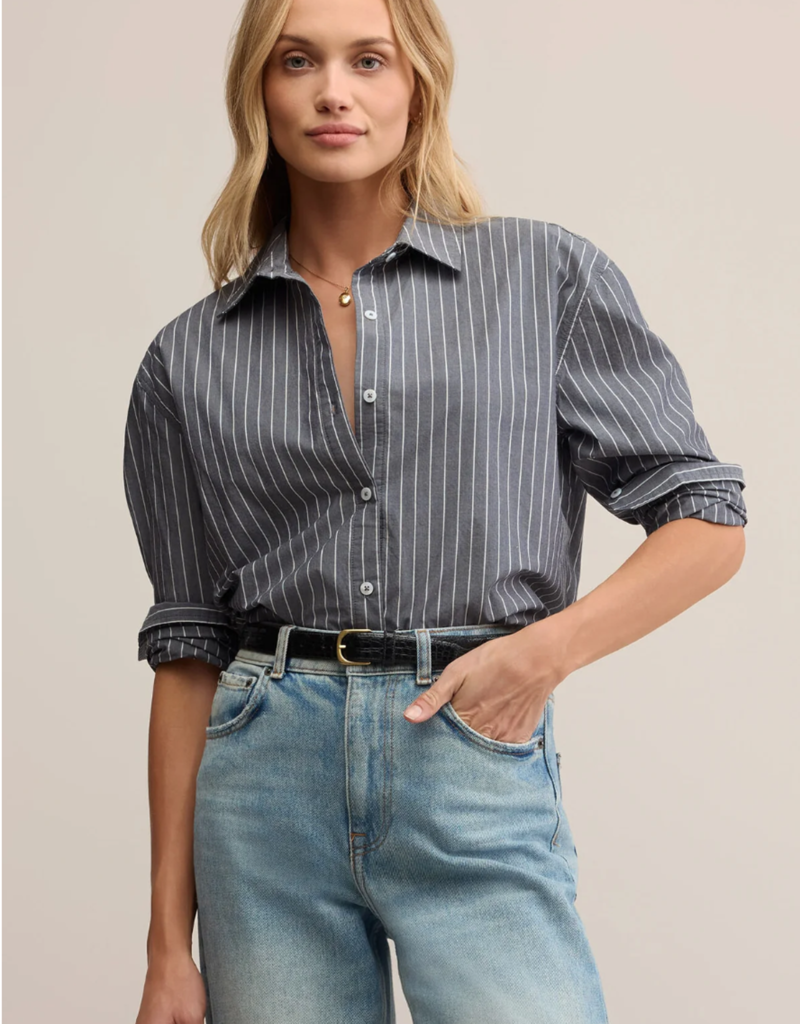 Z Supply Z Supply - ZT253416 Seaport  Poplin chemise rayée FW25