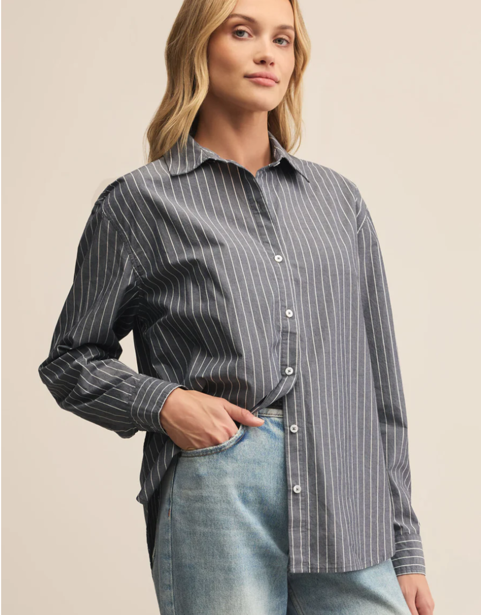 Z Supply Z Supply - ZT253416 Seaport  Poplin chemise rayée FW25
