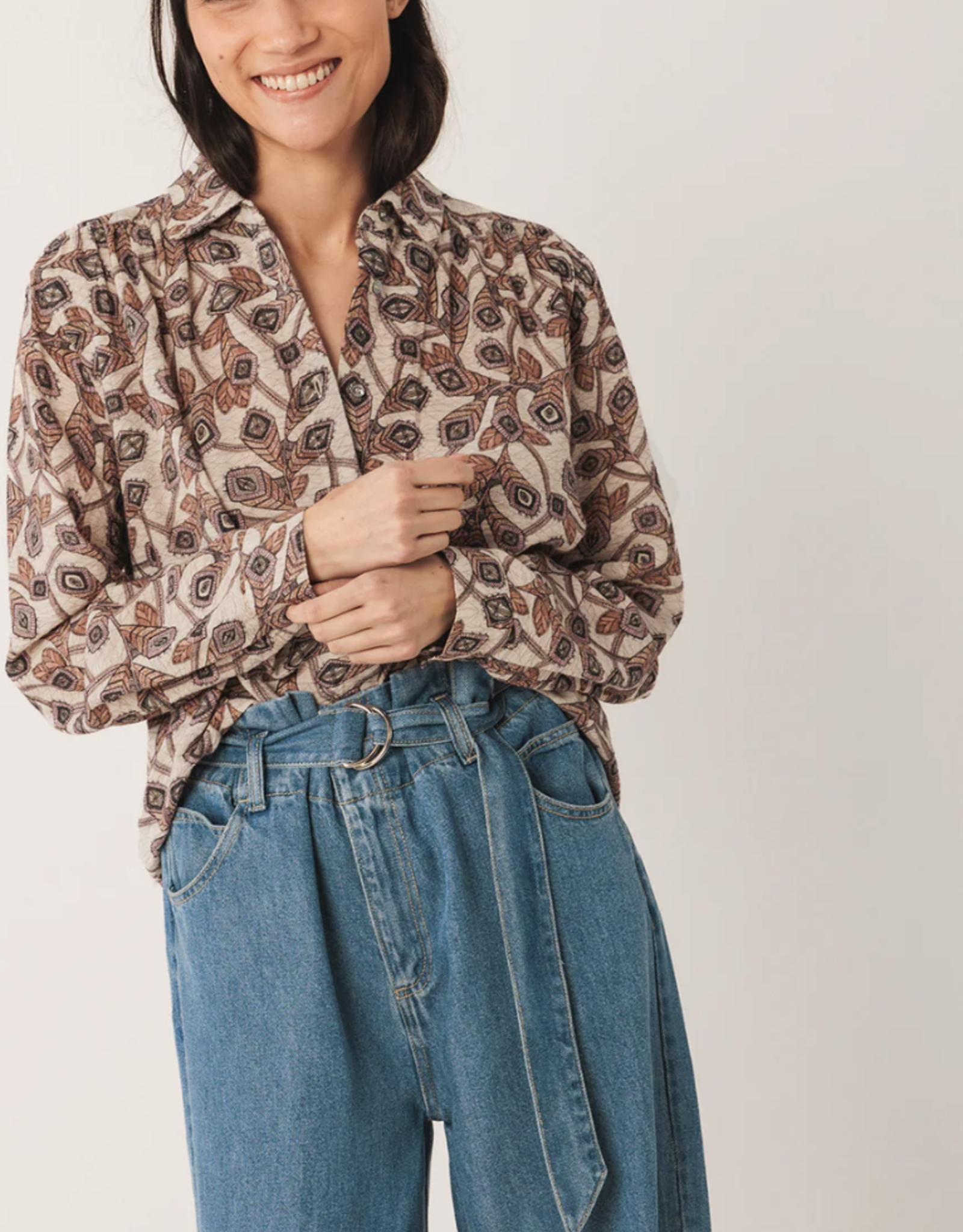 Indi & Cold Indi & Cold - VI25AD201 Crepe Cotton Blouse FW25