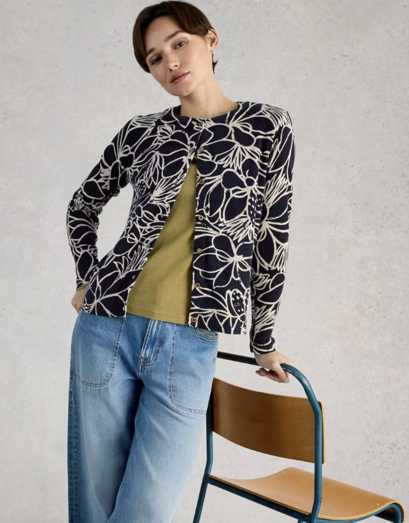 White Stuff White Stuff- 444986 Lulu print Cardi Navy Multi SS26
