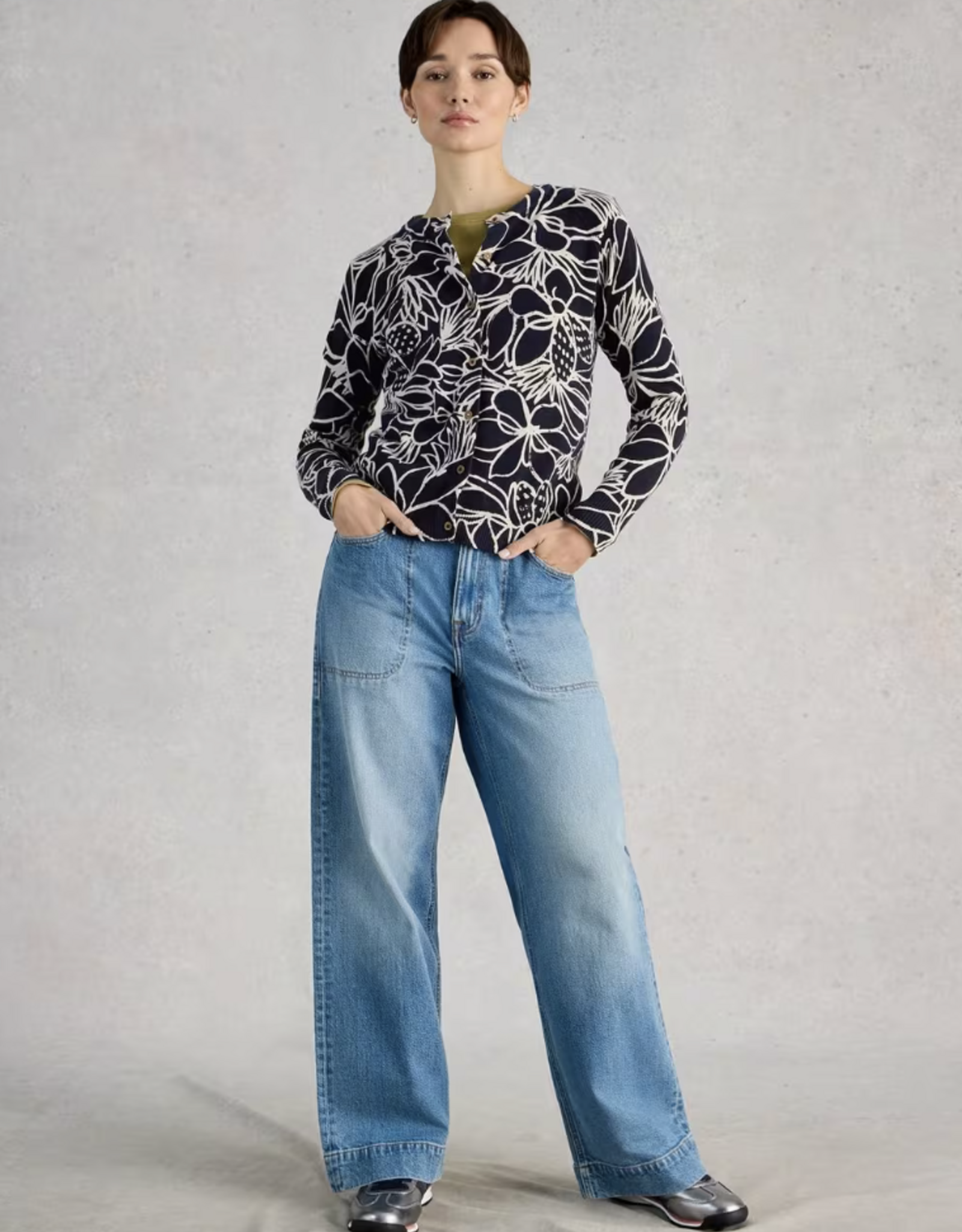 White Stuff White Stuff- 444986 Lulu print Cardi Navy Multi SS26