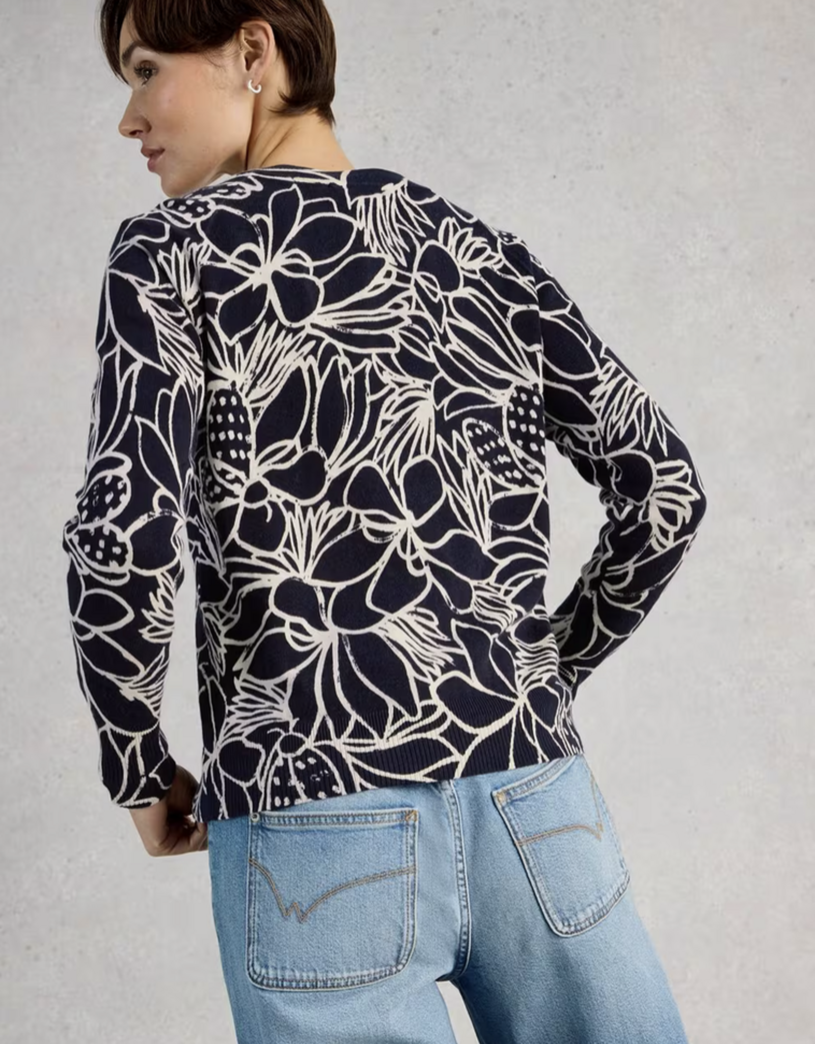 White Stuff White Stuff- 444986 Lulu print Cardi Navy Multi SS26