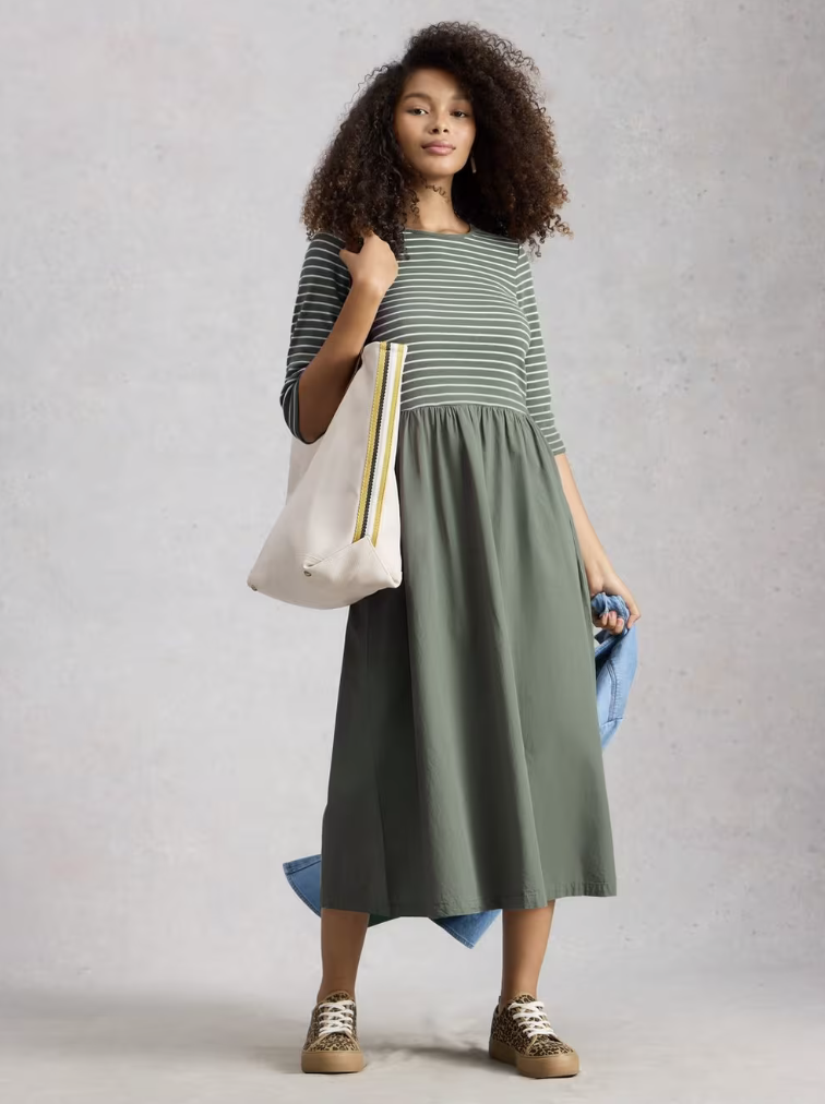White Stuff White Stuff- 445239 Shay Jersey mix dress SS26