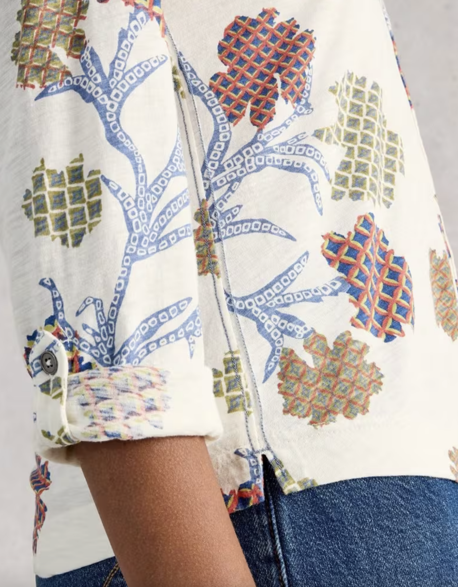 White Stuff White Stuff- 445494 Annie jersey shirt Ivory multi SS26