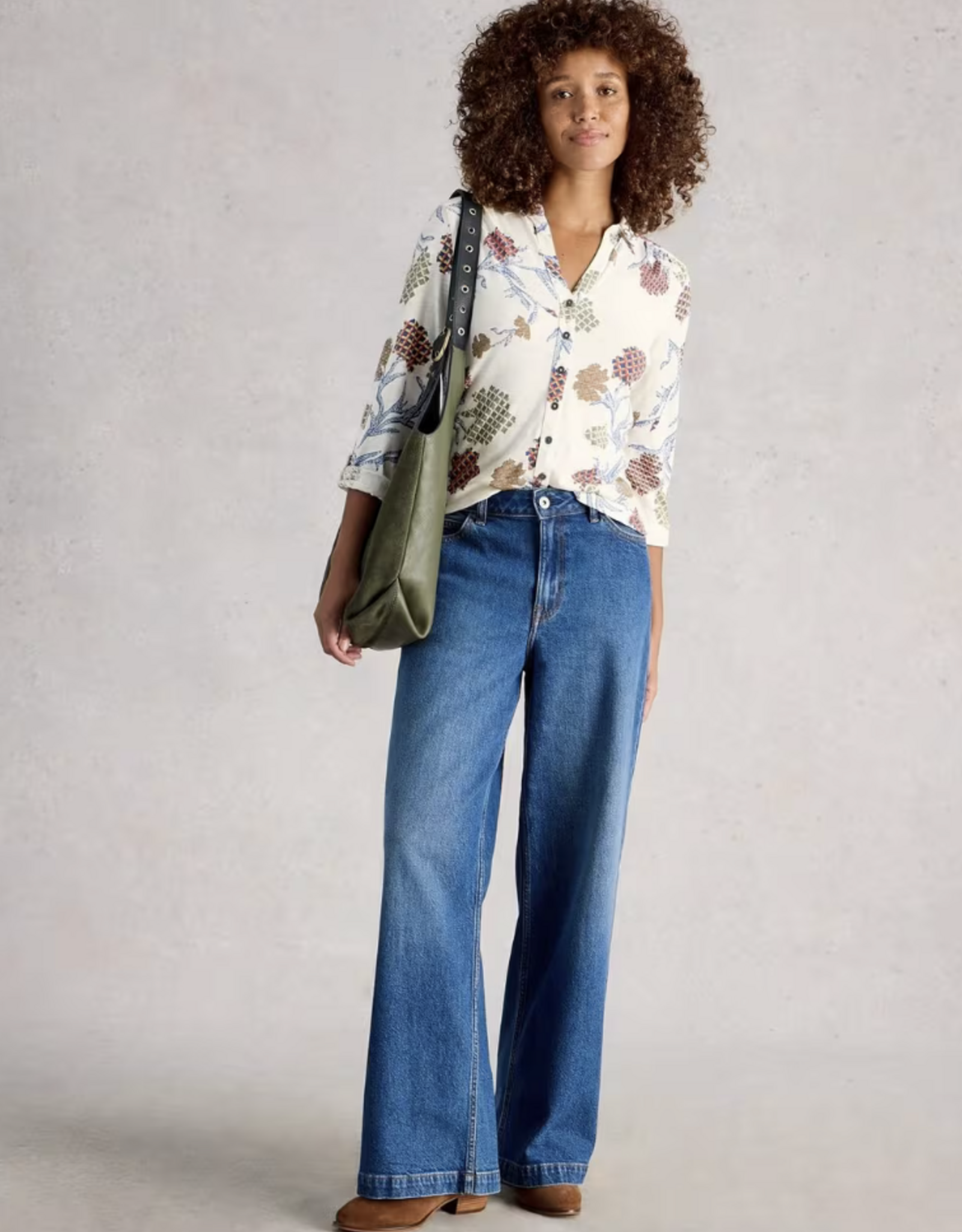 White Stuff White Stuff- 445494 Annie jersey shirt Ivory multi SS26