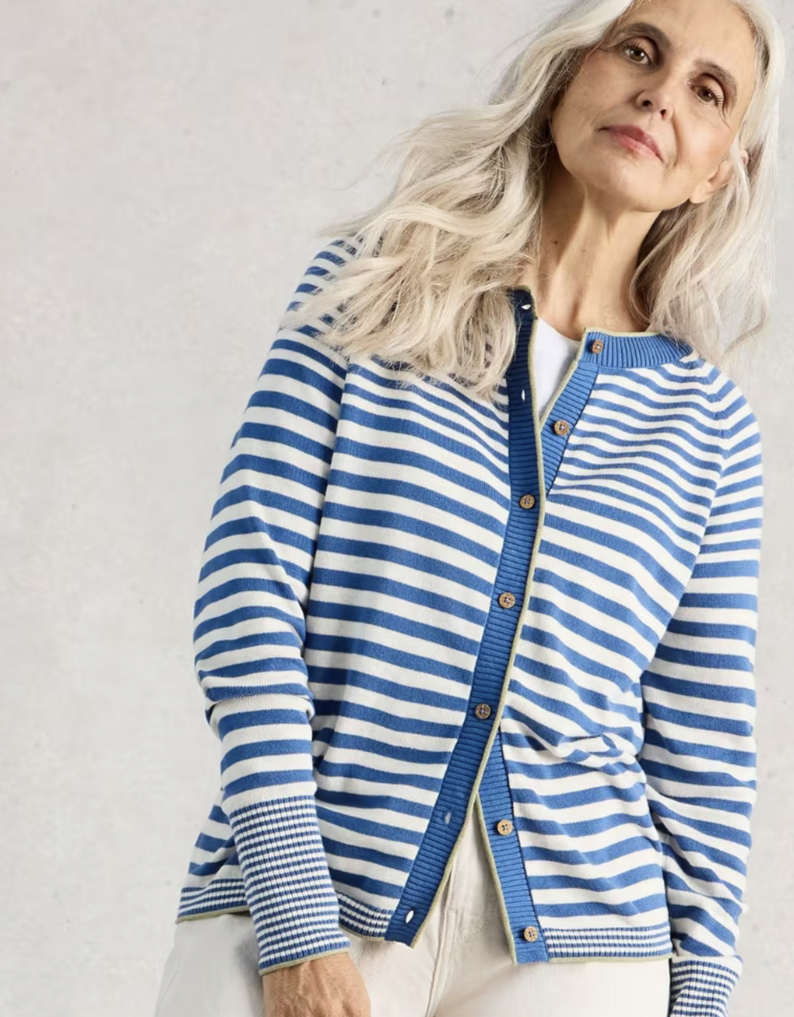 White Stuff White Stuff- 445400 Lulu Rayé Cardi Bleu Multi SS26