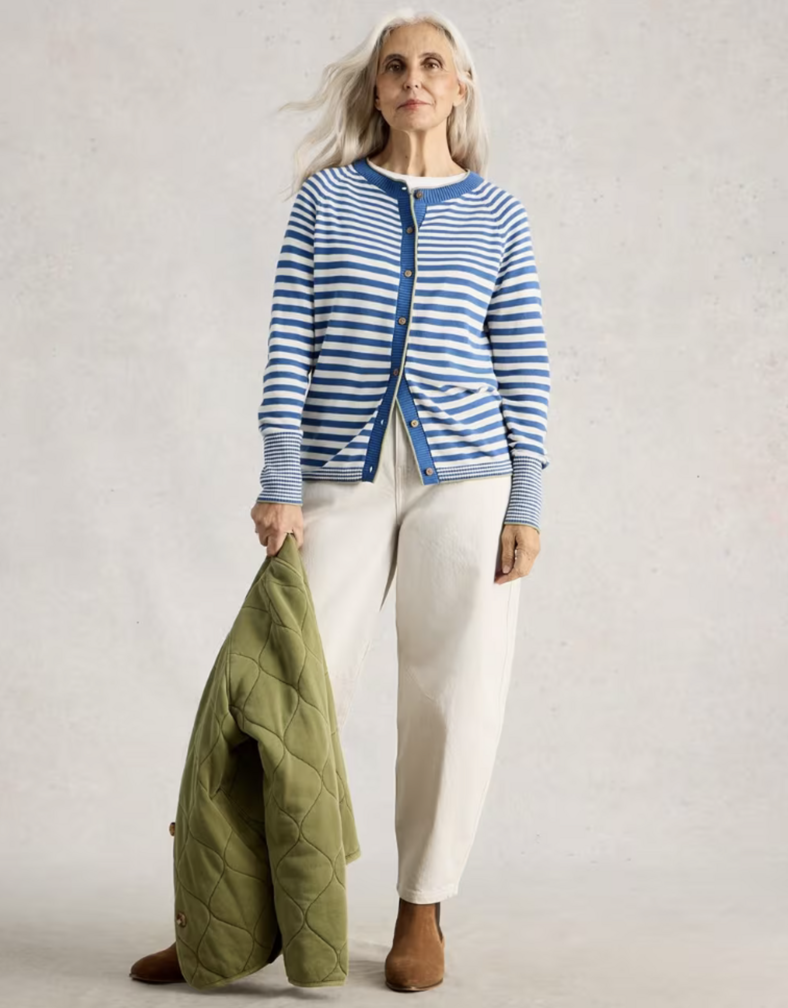White Stuff White Stuff- 445400 Lulu Stripe Cardi Blue Multi SS26