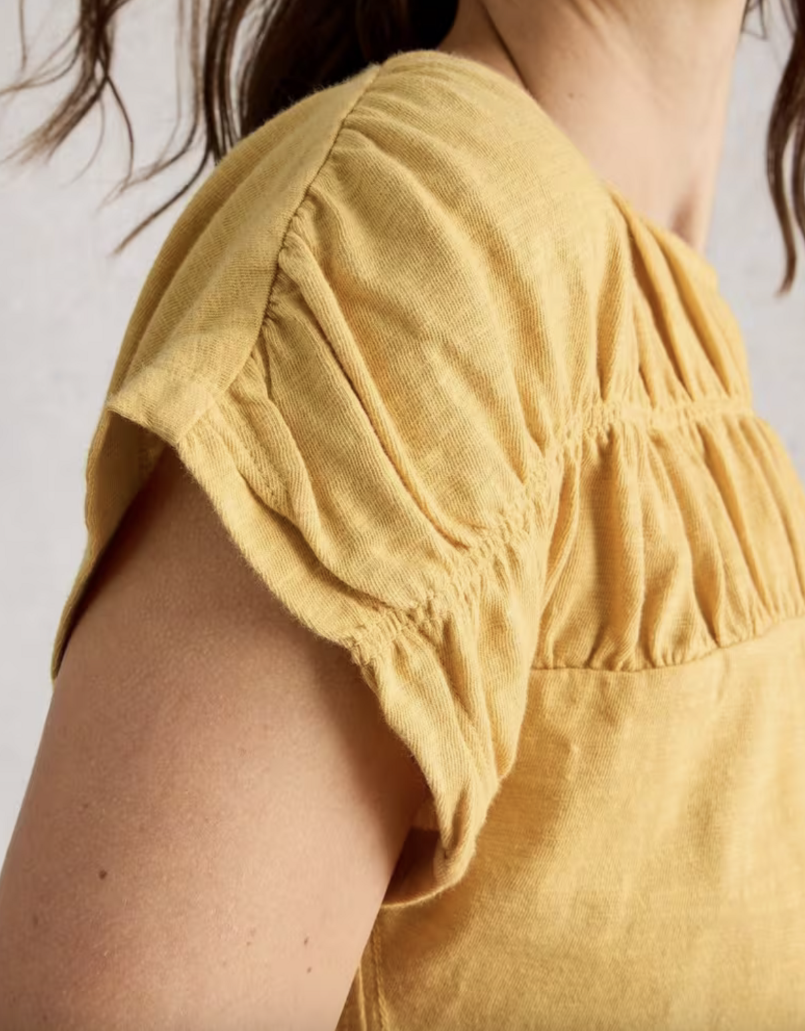 White Stuff White Stuff- 445540 Rachel Ruched Tee Lgt Yellow SS26
