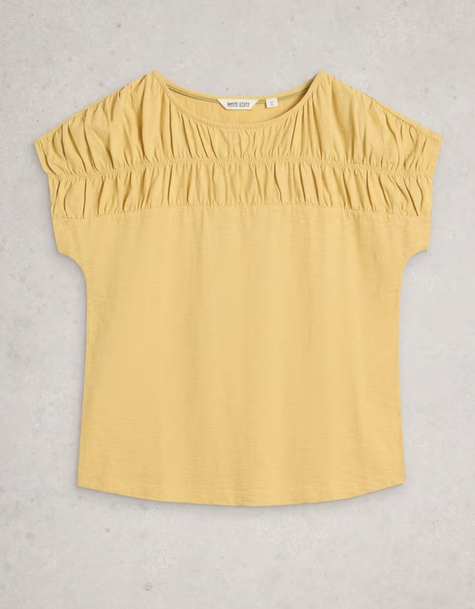 White Stuff White Stuff- 445540 Rachel Ruched Tee Lgt Yellow SS26