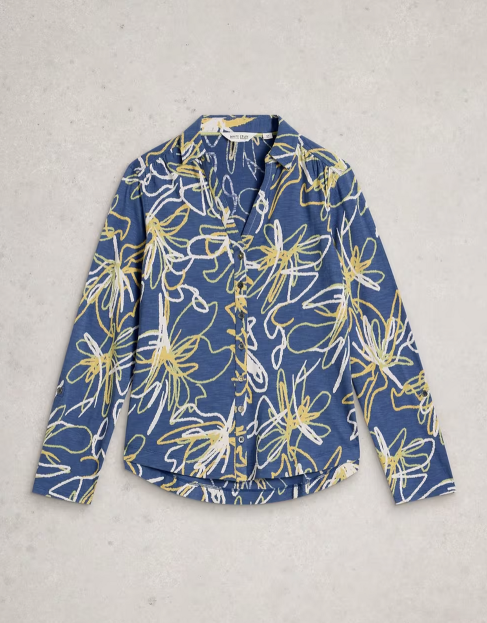 White Stuff White Stuff- 445365 Annie jersey chemisier bleu imprimé SS26