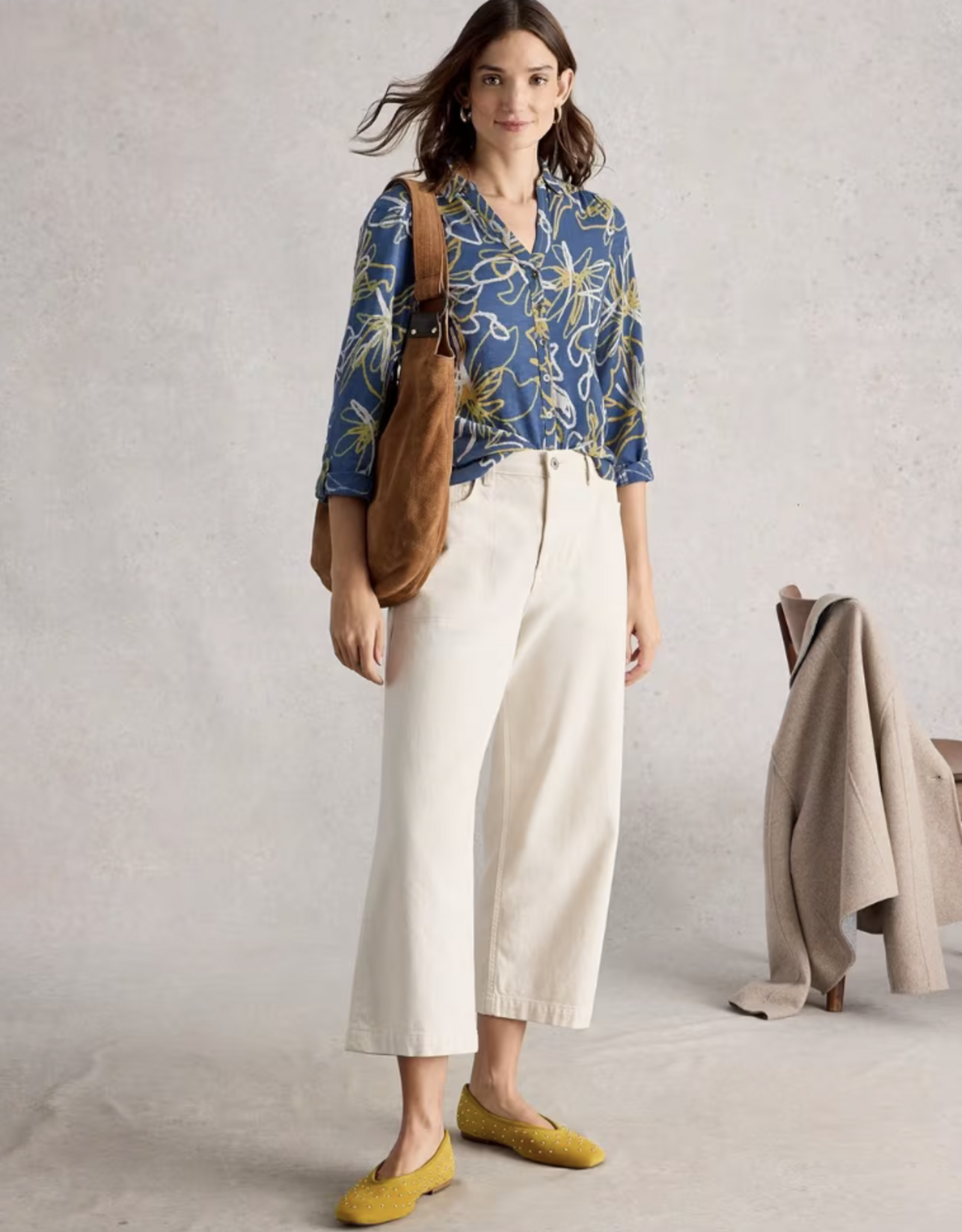 White Stuff White Stuff- 445365 Annie jersey chemisier bleu imprimé SS26