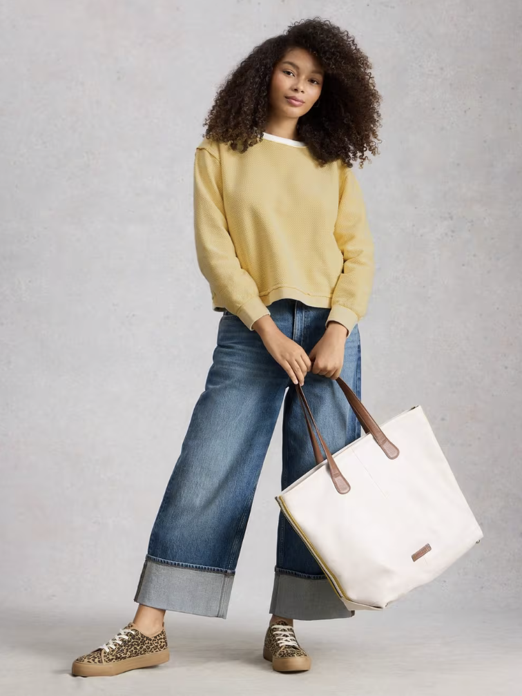 White Stuff White Stuff- 445541 Herringbone sweat LGT Yellow SS26