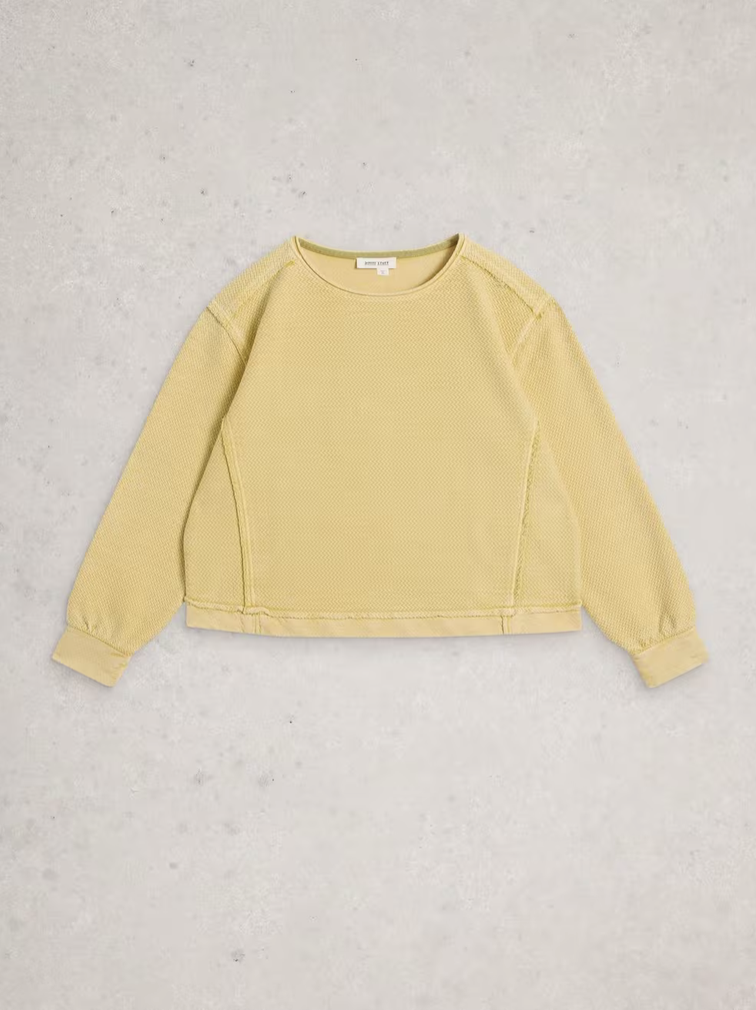 White Stuff White Stuff- 445541 Herringbone sweat LGT Yellow SS26