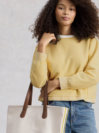 White Stuff White Stuff- 445541 Herringbone crewneck LGT Jaune SS26