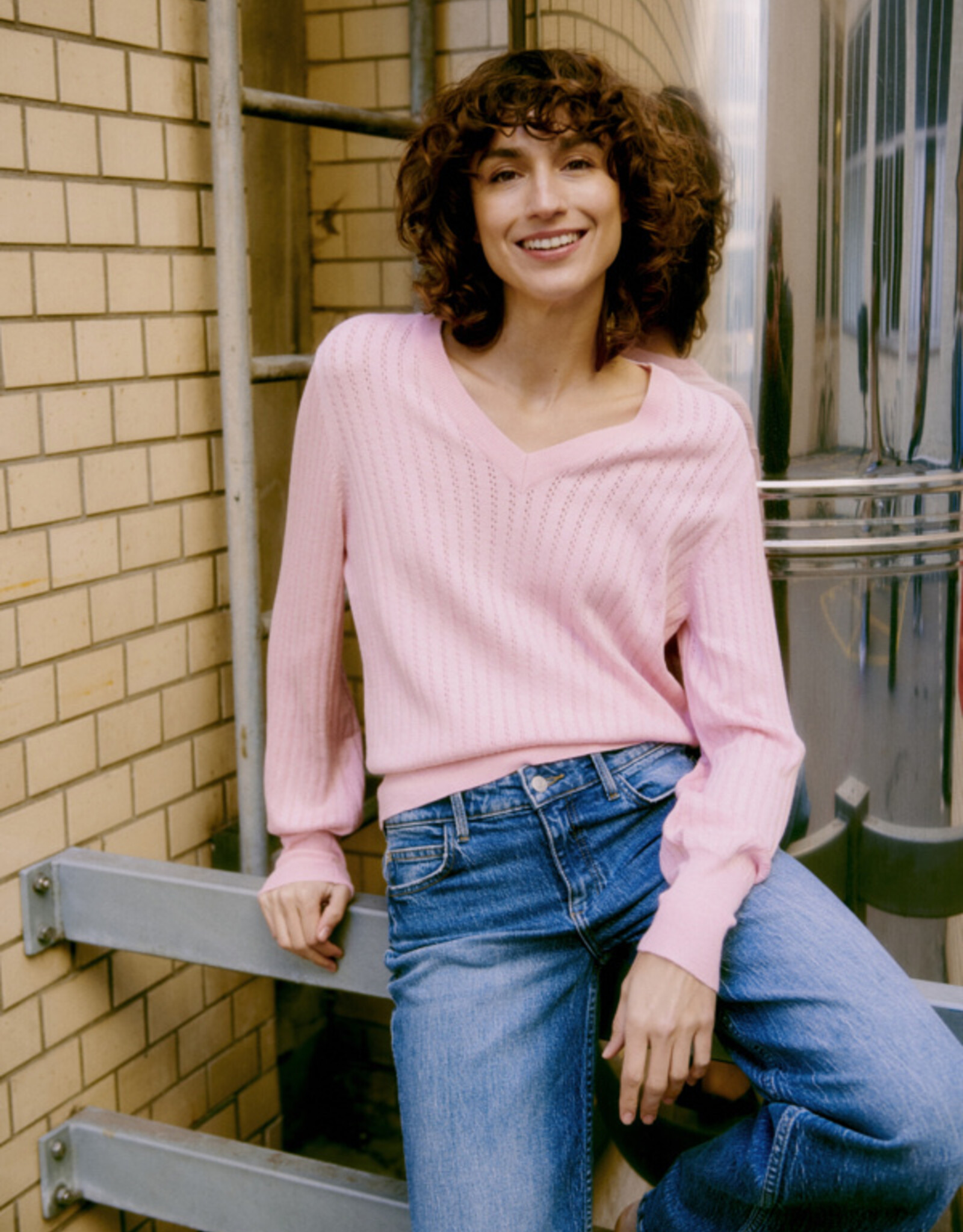 b. young B. young- Bymmorla Vneck Pointelle SS26