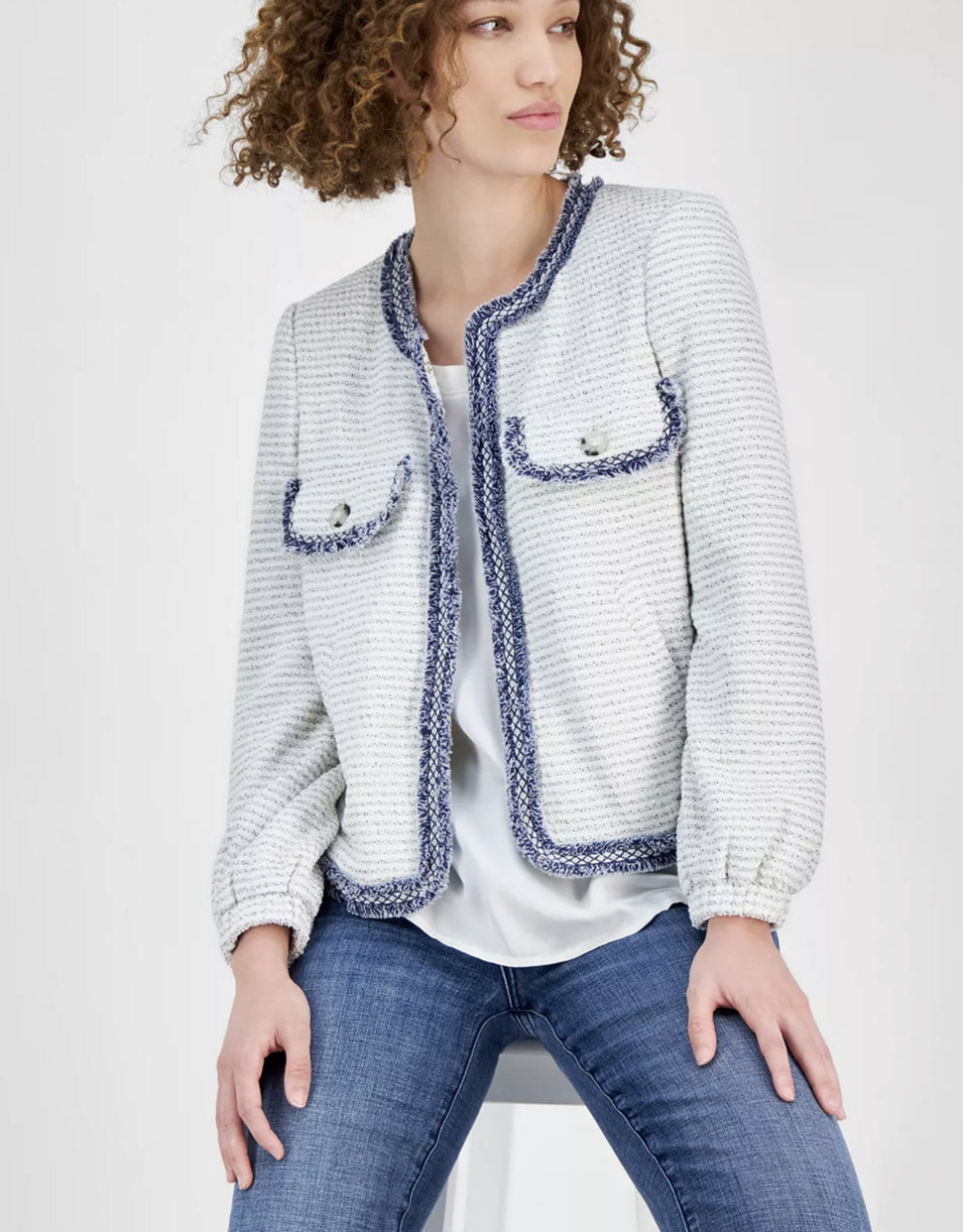 Liverpool Liverpool- LM1b46uq21  Veste Surpiqûres Bleues détails SS26