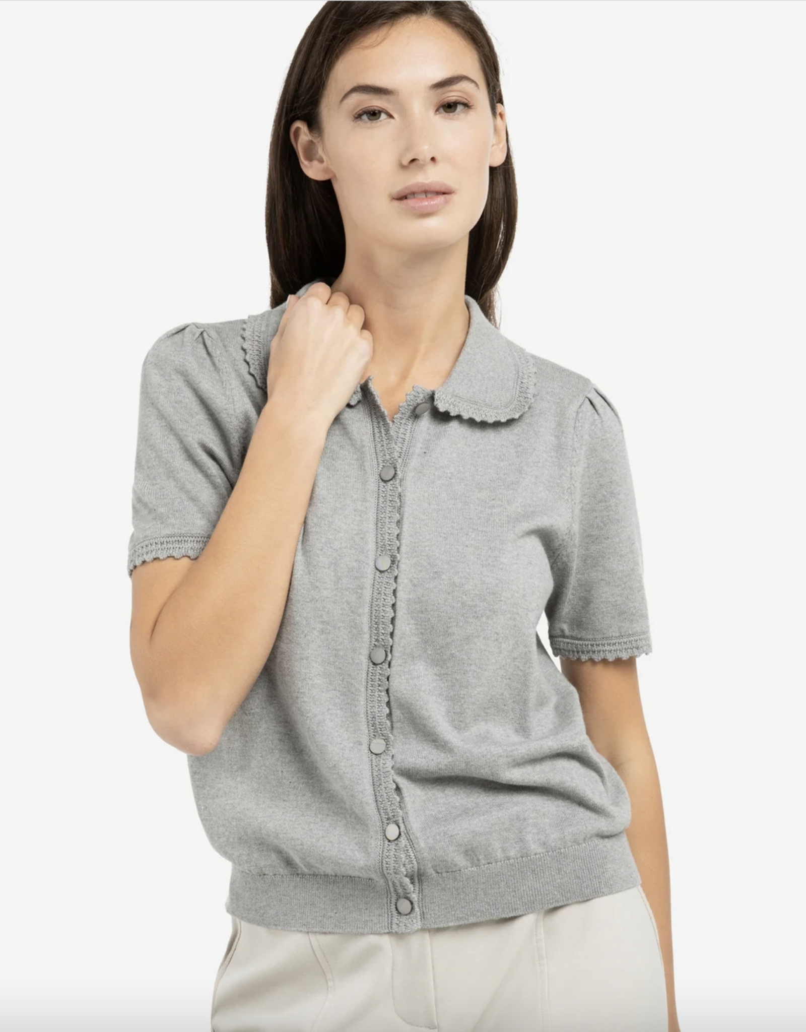 Yaya Yaya - 01010145 Manches Courtes Cardigan With Tex SS26