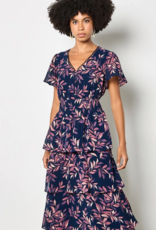 Apricot Apricot - Tiered imprimés de feuilles Robe