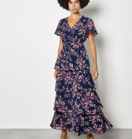 Apricot Apricot - Tiered Leaf Print Dress SS26