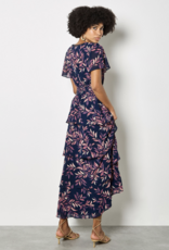 Apricot Apricot - Tiered imprimés de feuilles Robe