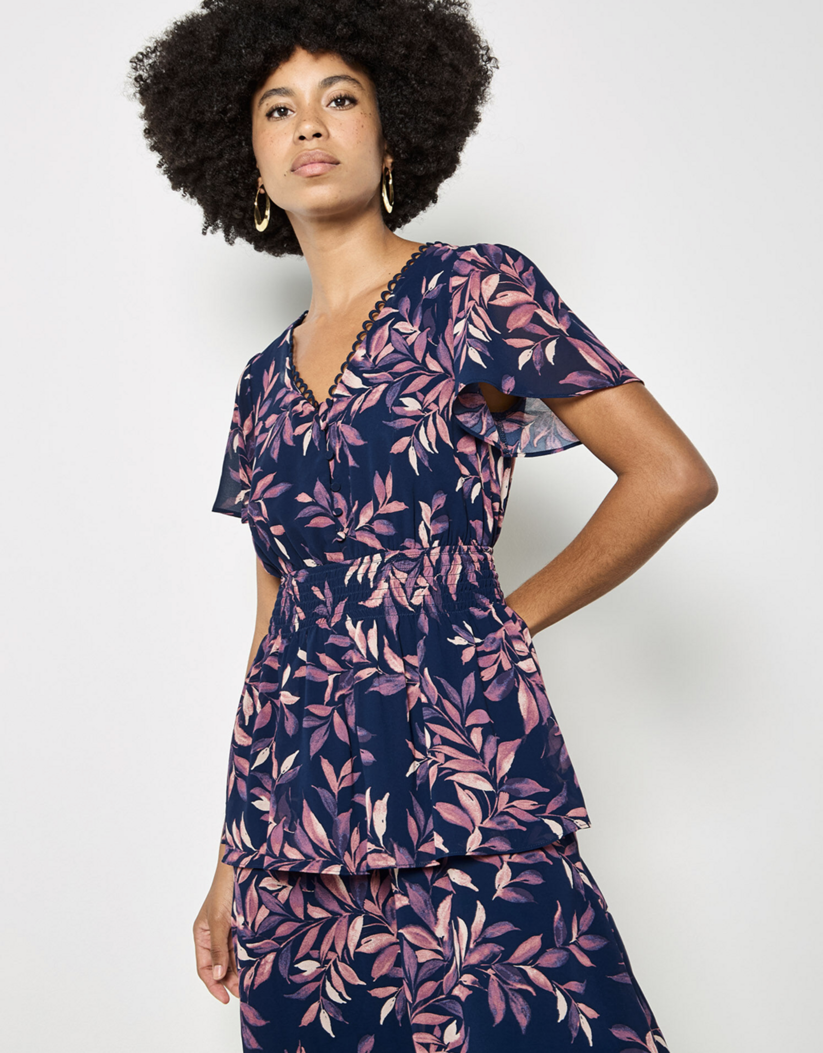 Apricot Apricot - Tiered Leaf Print Dress SS26